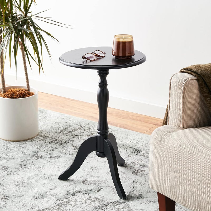 Decor Therapy Simplify Round Pedestal Accent Side Table, Chic & Compact MDF Furniture for Traditional Stylish Spaces - Black - (15" x 15" x 24") - Image 2